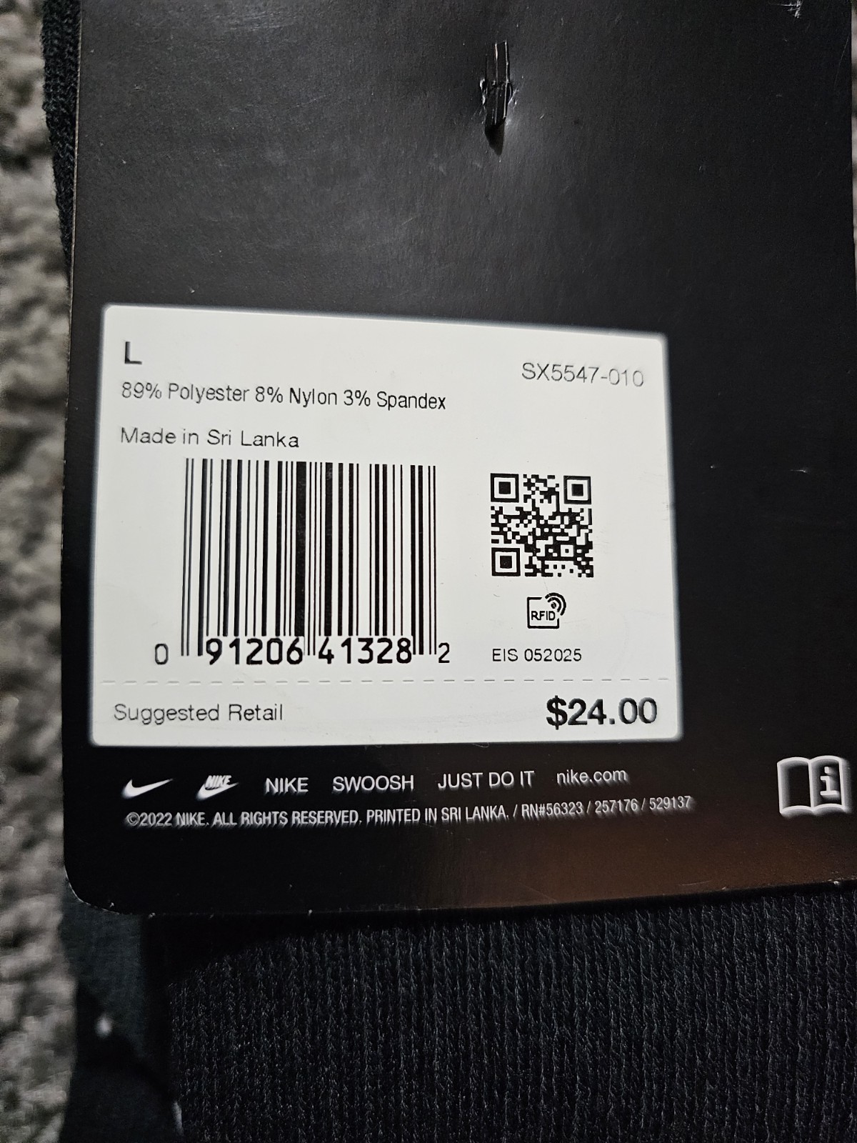 Nike DRI-FIT Cushioned Crew Socks Black 3 Pairs Size L SX5547-010 thumbnail 2