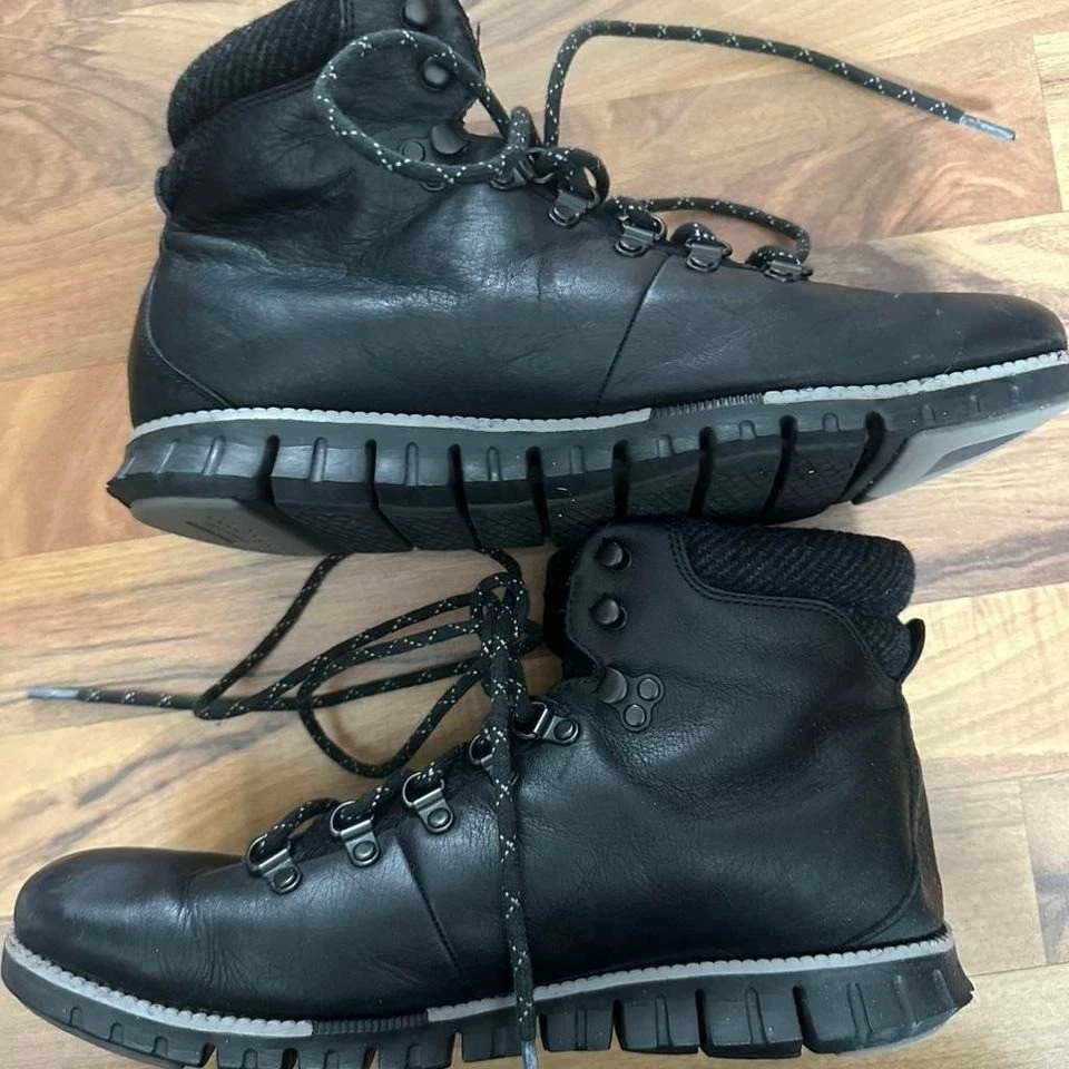 Cole Haan Boots Black leather hiking Casual Streetwear Laced Neutral