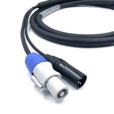 5Meter 15FT Powercon Blue Grey Plug 3Pin XLR Dmx Hybrid Cable for Stage Light
