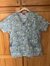Dickies Scrubs Floral Top Shirt With Two Front Pockets Women s Lg