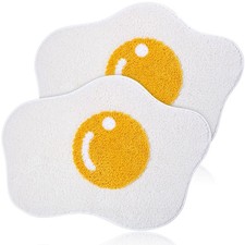 2 Pcs Cute Egg Bath Mat 21.6 x 29.5 Inch Egg Rug Shaggy Bath Carpet Non Slip ...
