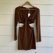 Reformation Bodycon Brow Dress Size S Cutouts Long Sleeve NWT