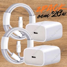 2PACK For iPhone 17 17 Air 16e 15 PD 20W USB C Fast Charger Block Type C Cable
