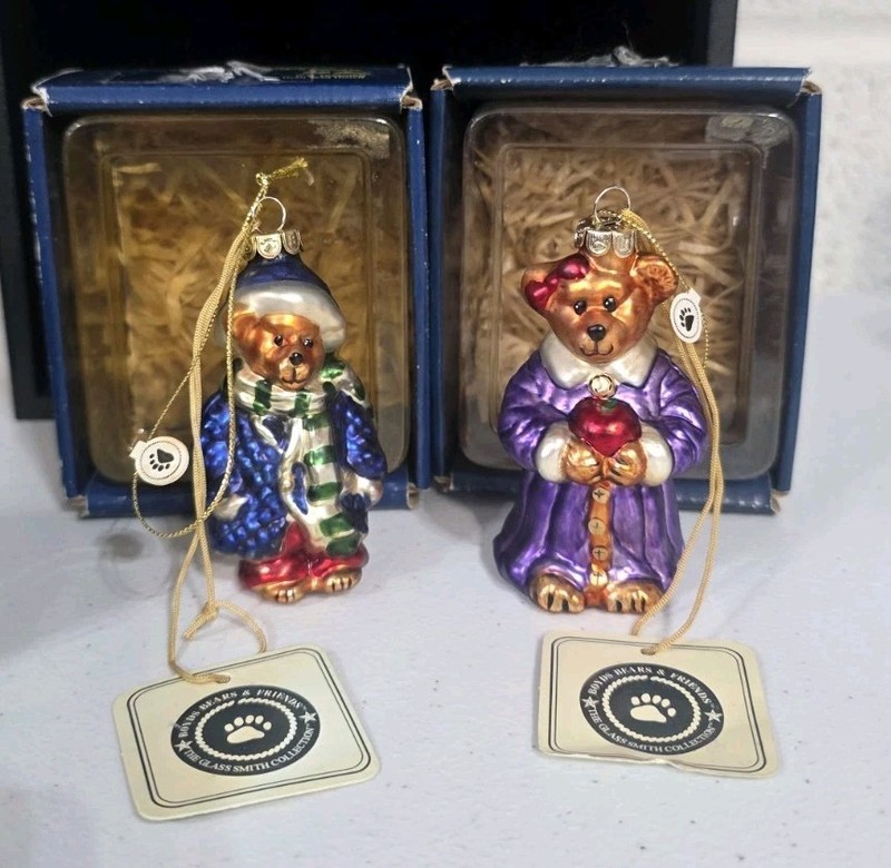*Christmas In July* Boyds Bears GlassSmith Collection Ornaments Rare & HTF Box