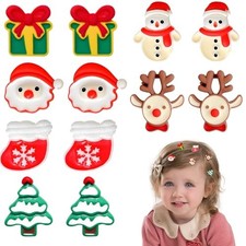 12Pcs Lovely Christmas Hair Clips Christmas Hair Accessories Gifts, Mini