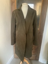 Zara Olive Green Mid Length Coat Med UK12 Pockets Immaculate