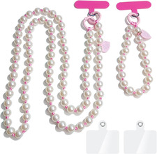 Cute Cell Phone Lanyard Phone Wrist Straps for Phone CasePink Rope Pearl Cros...