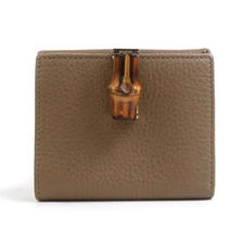 Auth GUCCI Bamboo Bifold Wallet Brown Leather/Goldtone - e60619g
