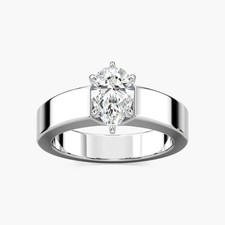 1.20 Ct D Color VVS1:Pear Cut Moissanite Diamond Solitaire Silver Ring Size 7