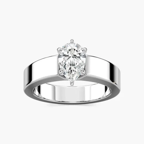 1.25 Ct D Color VVS1+Pear Cut Moissanite Diamond Solitaire Silver Ring Size 7