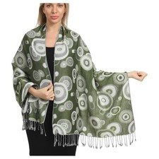 SILVERFEVER Scarf Pashmina Circle Pattern Shawls Festival Scarves Wedding...