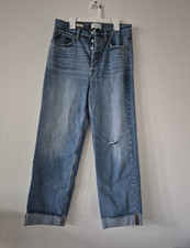 Universal Thread Light Wash Denim Straight Ankle Jeans Button Fly Cuffed 6R