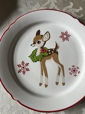 Holiday Time Reindeer Stoneware Salad Plate 8.11in Dishwasher/Microwave Safe