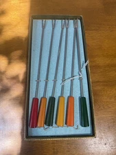 Hermès Rostfrei Fondue Forks Skewers Bakelite Handles Germany Vintage Set of 6