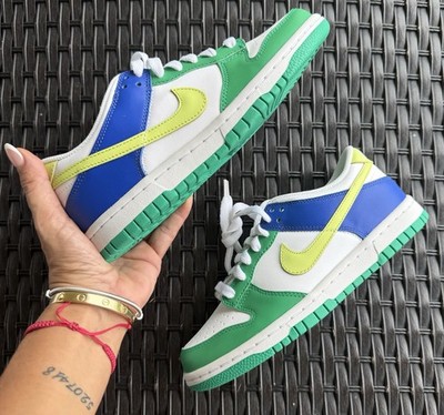 Big Kid's Nike Dunk Low BG White/Lt Lemon Twist (FN6973 100) Sz 4.5Y