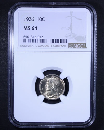 1926 Mercury Dime - 10c NGC MS64 - Nice Coin!