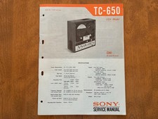 Sony TC-650 Tape Deck Service Manual - OEM