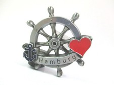 Hamburg Magnet Metall Souvenir Germany Deutschland Anker Steuerrad Herz