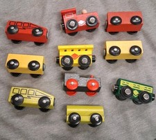   Lot of 10 Wooden Magnetic Toy Trains Compatible with Brio Thomas Melissa  Doug