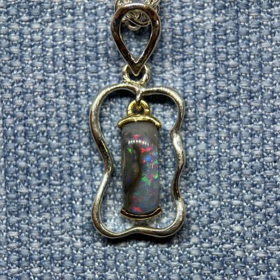 Massive 18k Gold zweifarbige australische Lightning Ridge Portal Opal Halskette