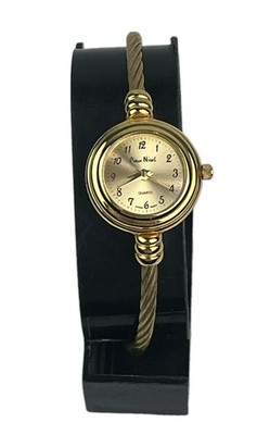 Pierre Nicol Women's Watch 21mm Gold Tone Wire Bangle New Battery, Running