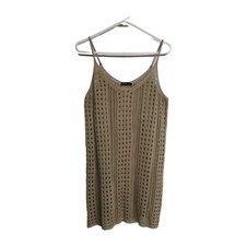 Shein Slip Dress Medium Beige Knit Cover-up Spaghetti Straps Circles Bubbles M