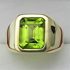Natural Green Peridot Gemstone with 925 Sterling Silver Men's Stylish Ring
