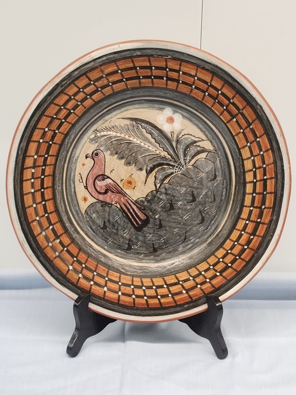 Vtg. 70's Barro Brunido Decorative Ceramic Wall Plate 12.5"- Tonala Hand Painted