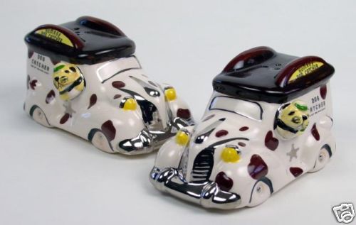 Henry Cavanagh Dog Catcher Salt and Pepper Shakers - Bulldog Old School Hotrod - Picture 1 of 1
