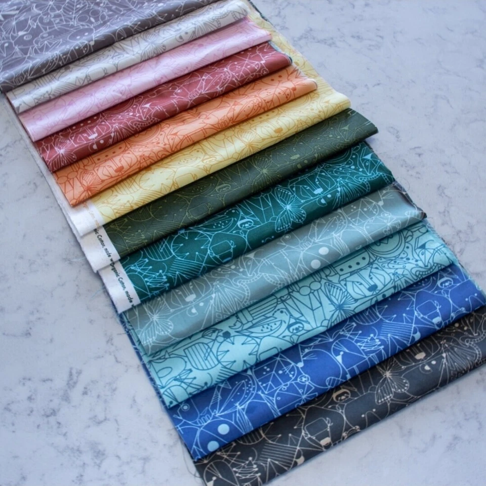 Charley Harper "End Papers Basic" 12 Pc Poplin•Half Yard Cuts•Fabric Bundle!Fast - Image 2 of 4