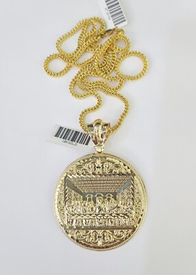 10K Franco Chain Last supper Pendant Charm Necklace 20''-26'' 2.5mm Yellow Gold