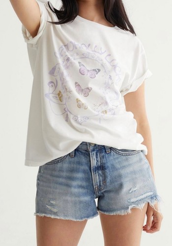 LUCKY BRAND T-Shirt ""Naturally Lucky"" Schmetterlinge, lila, Geschenk für sie, Größe S - Bild 4 von 6