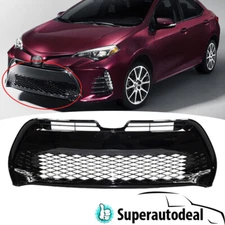 Front Bumper Lower Grille Grill Gloss Black Fit 2017 2018 2019 Toyota Corolla SE