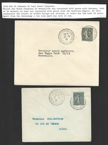 France 1919 Versailles Peace Conference 1st & Last day covers wi LA PAIX pm (2)