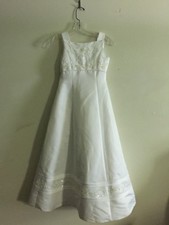 Oleg Cassini Size 7 White Dress Sequin Flower Girls Baptism Communion Kids