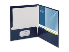 Business Source Two-Pocket Folders with Business Card Holder