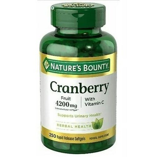 Nature's Bounty 4200mg Cranberry + Vitamin C Supplement, 250 Capsules, Exp 03/26