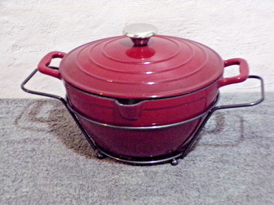 Cooks Essentials Companion Cookware Red 3 Pieces Cast Iron Enamel Dutch Oven NIP