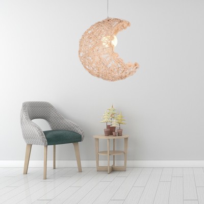  Rattan Moon Chandelier Hängelampe Kreative Hängelampe für Schlafzimmer