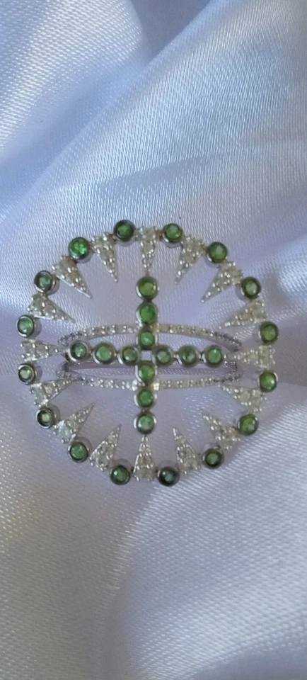 Granate Verde, Tsavorita, Circón Blanco, .925, Diseñador, RAREZAS, Artículo HSN, Nuevo Foto 2 de 4