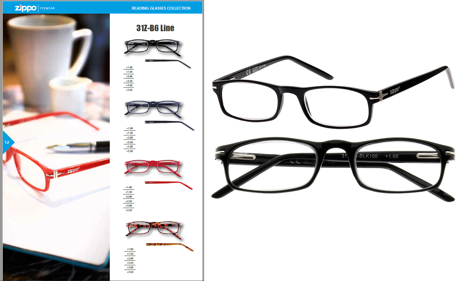 ZIPPO Reading Glasses Unisex ZIPPO BConcept 31ZB6 Black all size