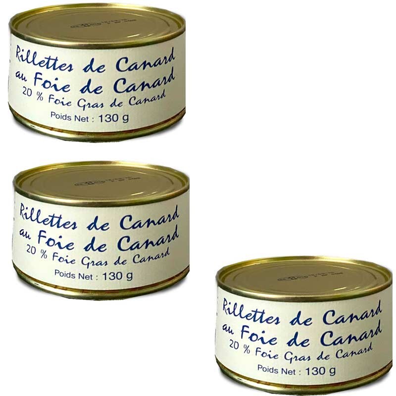 Rillettes de pato con foie gras, 3x130g
