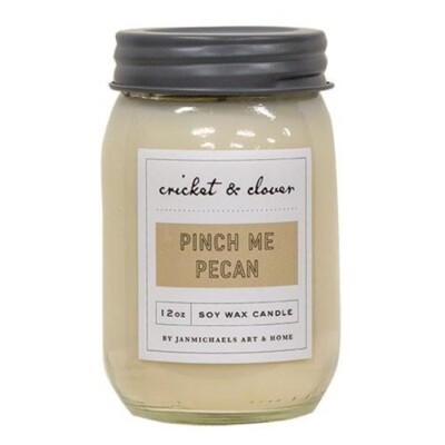 NEW FARMHOUSE PINT JAR CANDLE PINCH ME PECAN SOY Cream 1 WICK USA Cottage