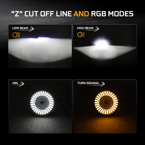 DOT Approved 7" inch Round Led Headlight Halo DRL for Chevy II/Nova 1969-1979 - Picture 4 of 13