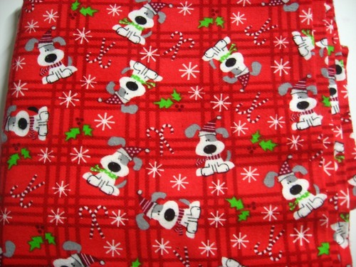 Joann Super Snuggle Red Plaid Puppy Dog in Santa Hat Candy Cane Snowflake Holly