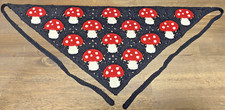 Black Crochet Head Scarf w/ Red Mushroom with white dots