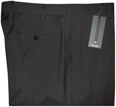 $375 NEW ZANELLA PANTS 34 35 BROWN TONES MINI WEAVE 120 WOOL ITALY