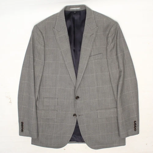 NWT J Crew Ludlow Mens Sport Coat 42L Gray Plaid Wool Cotton Peak Lapal Jacket