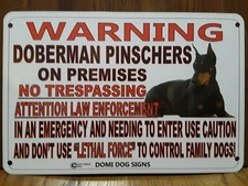 Metal Warning Doberman Pinschers For FENCE ,Beware Of Dog 8"x12" 