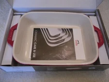 STAUB CERAMICS RECTANGULAR BAKING DISH 7.5 X 6 INCH 1.25 QUART  CHERRY